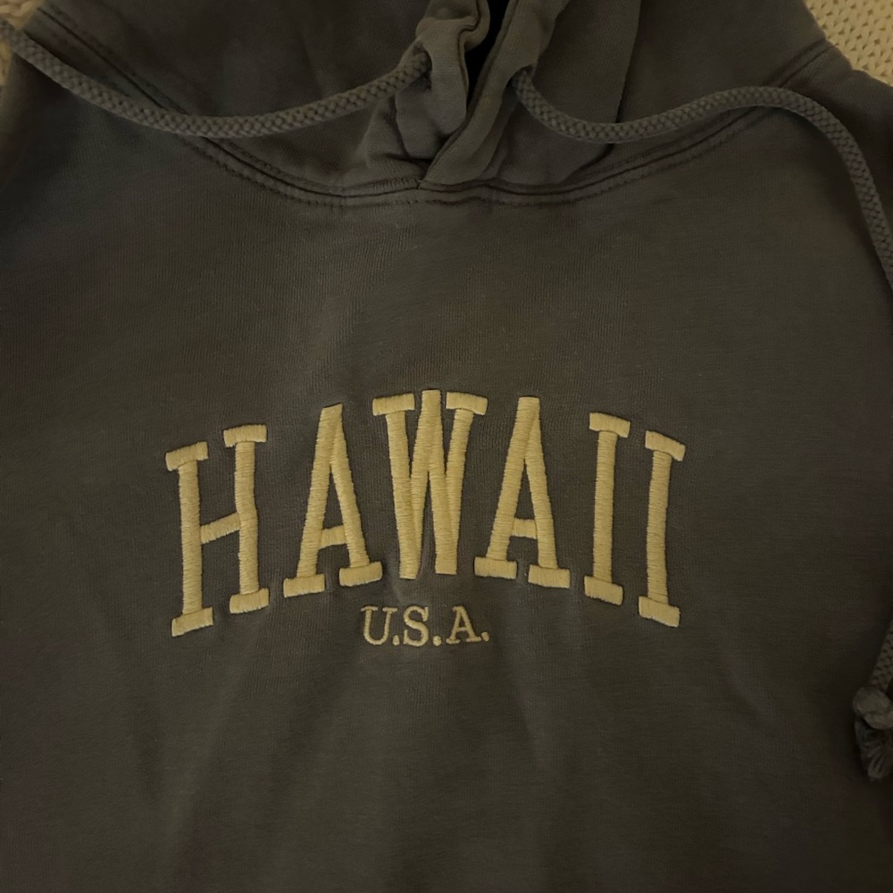 Brandy Melville navy Hoodie with Cream Print